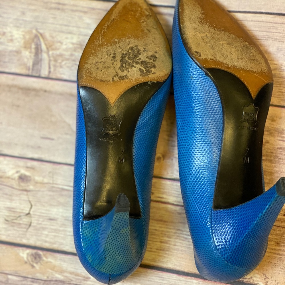Vintage Yves SaintLaurent Electric Blue Shoes sz7M - Picture 3 of 10